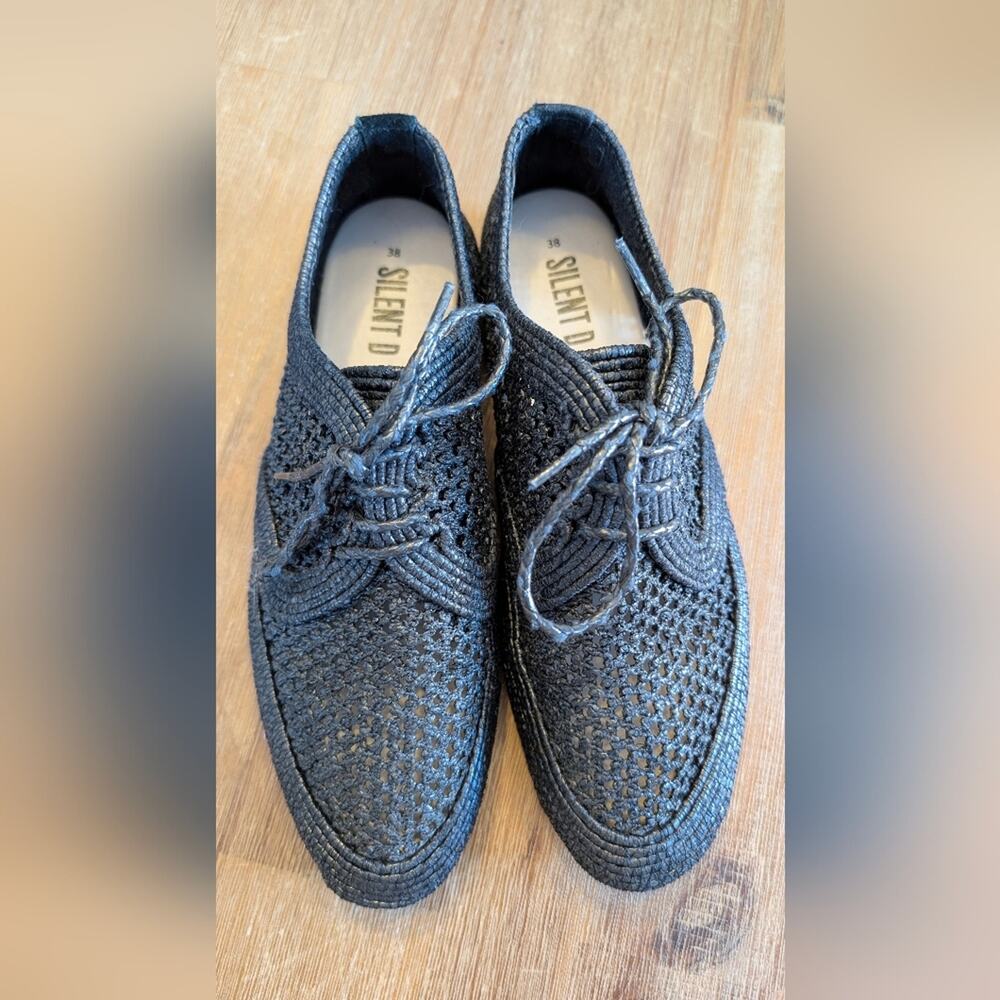 ANTHROPOLOGIE/SILENT D Roxford Black Raffia Size 7 - Picture 3 of 8